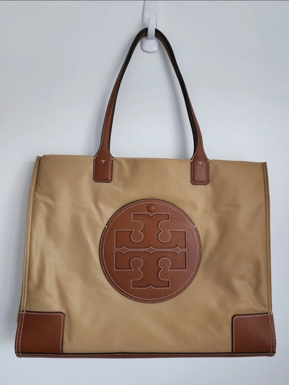 Tory Burch Tan Nylon & Leather Tote Bag